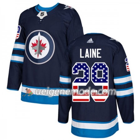 Herren Eishockey Winnipeg Jets Trikot Patrik Laine 29 Adidas 2017-2018 Marineblau USA Flag Fashion Authentic